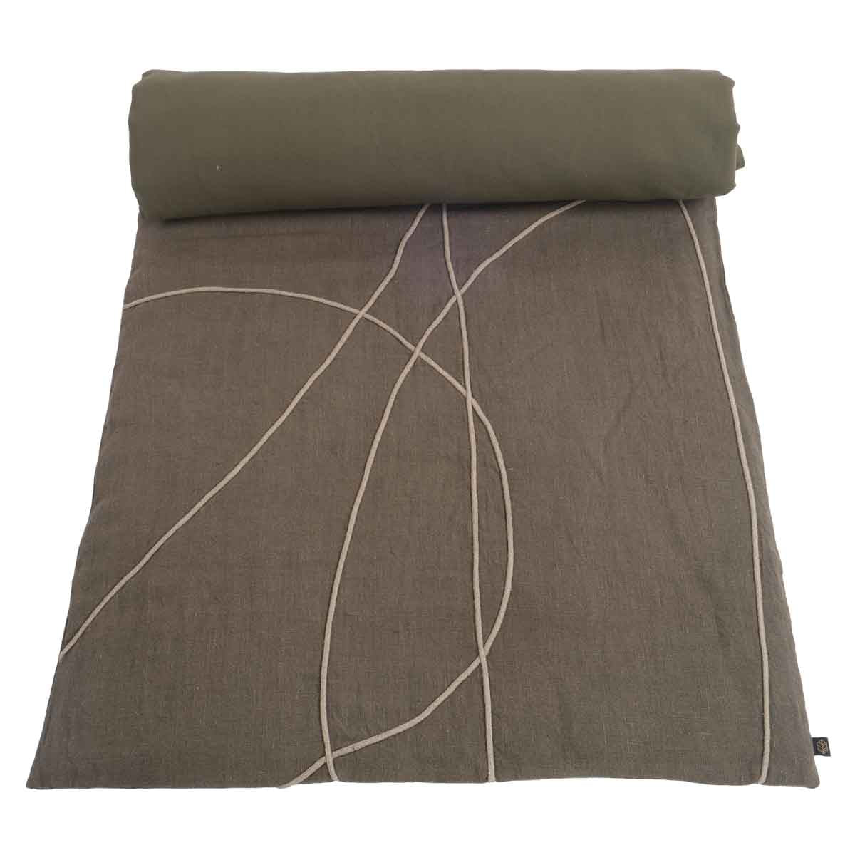 edredon-bout de lit en lin marbella 85x200 cm kaki-harmony haomy