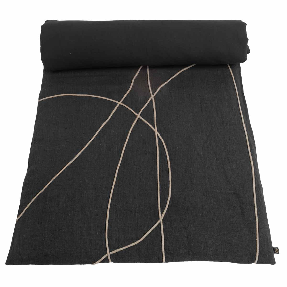 edredon-bout de lit en lin marbella 85x200 cm noir-harmony haomy