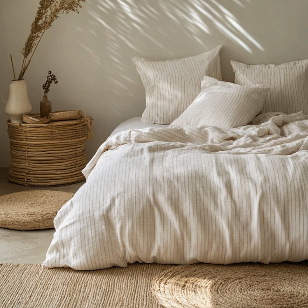 Housses de couette Haomy & Vivaraise — lin lavé & double gaze de coton