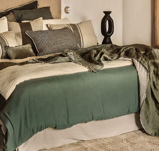 Linge de lit Haomy & Vivaraise – housses de couette, draps-housses et taies d’oreiller en lin lavé et double gaze de coton