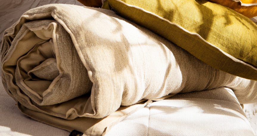 edredon ou bout de lit en lin lavé, coton ou velours Haomy-Harmony avec de nombreux modèles et coloris