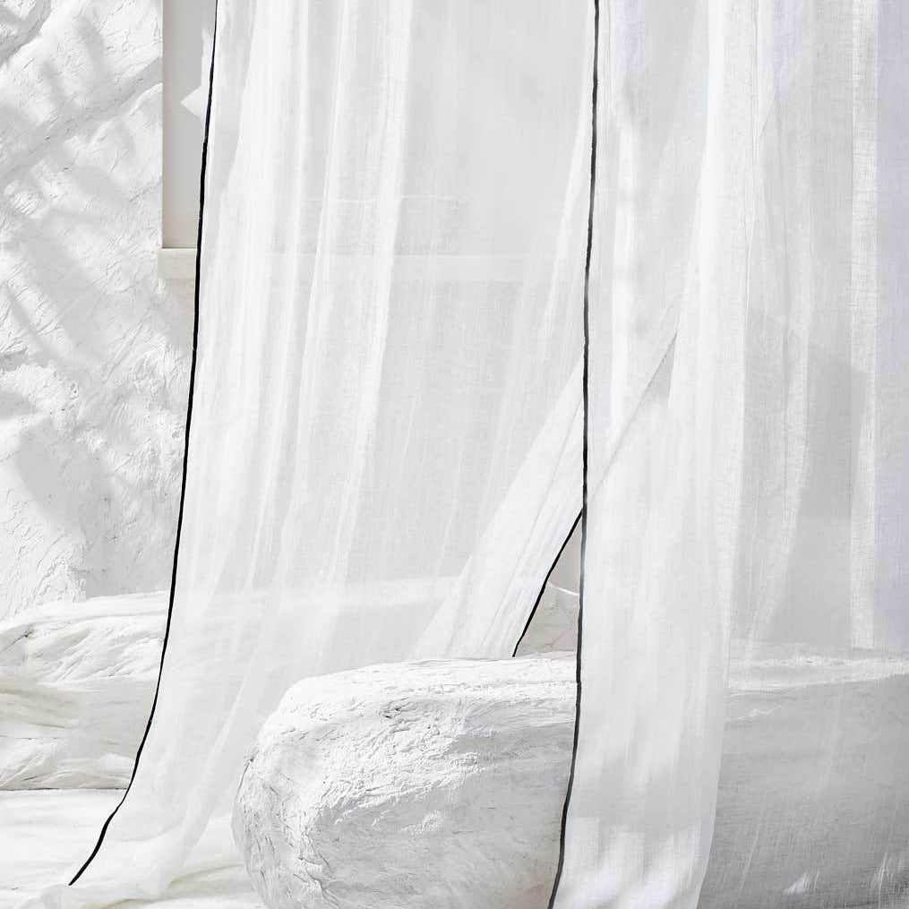 rideau voilage lin 140x280 cm bonifacio blanc-harmony haomy