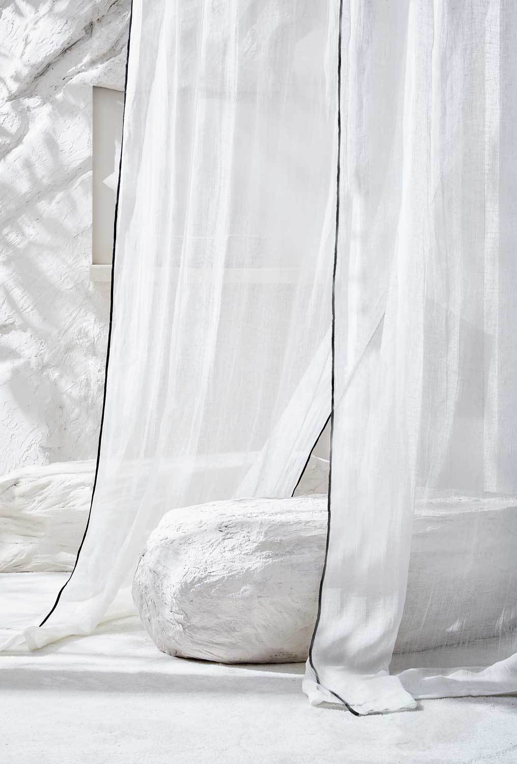 rideau voilage lin 140x280 cm bonifacio blanc-harmony haomy