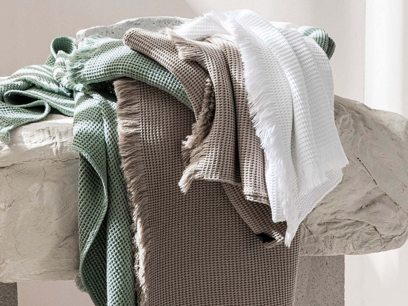 serviettes de bain timor nid d'abeille coton - harmony haomy