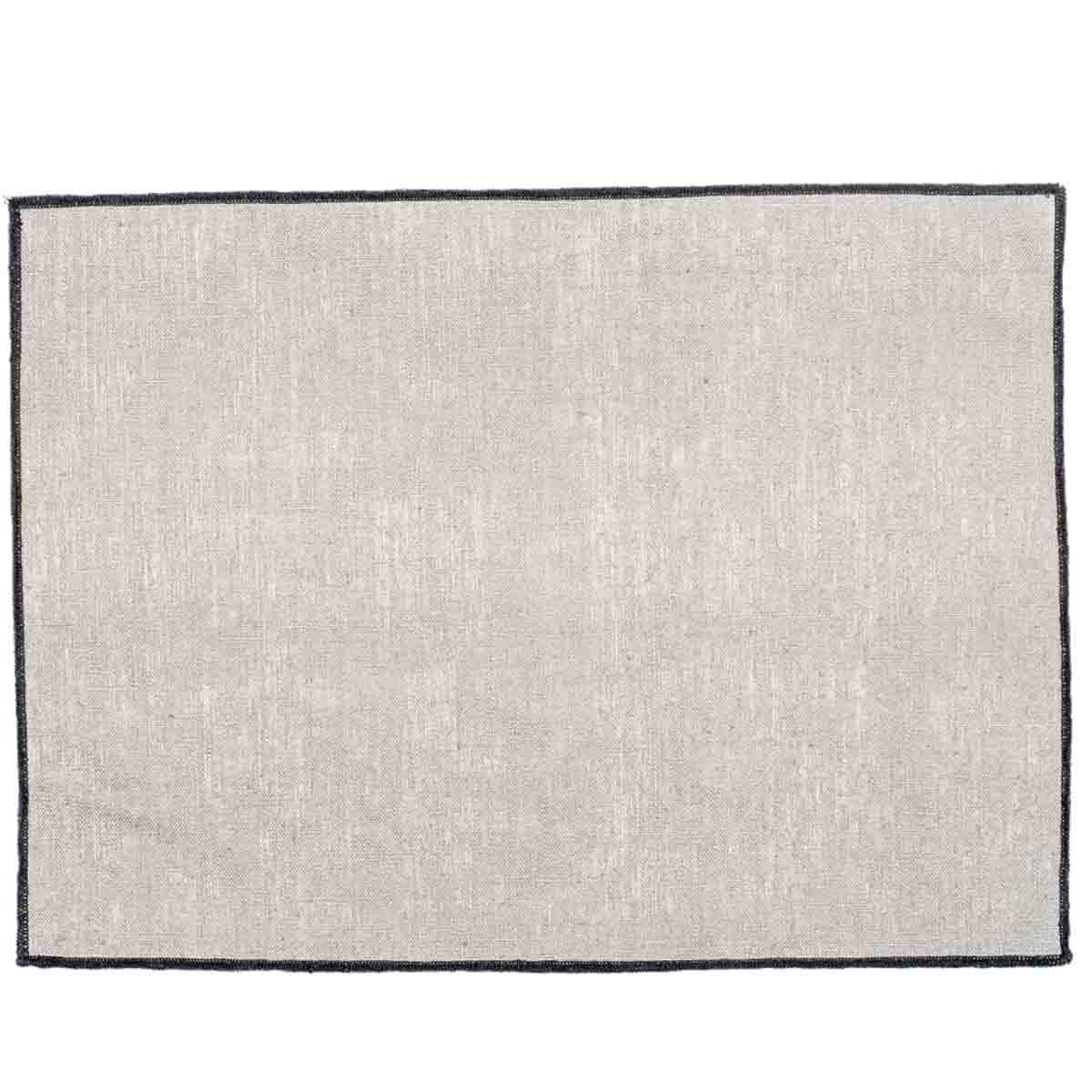 Set de table Borgo Haomy en lin enduit, finition piqué noir, coloris Ciment – élégant et facile d’entretien