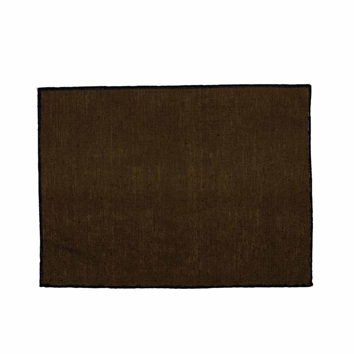 Set de table Borgo Haomy en lin enduit, finition piqué noir, coloris Moka – élégant et facile d’entretien
