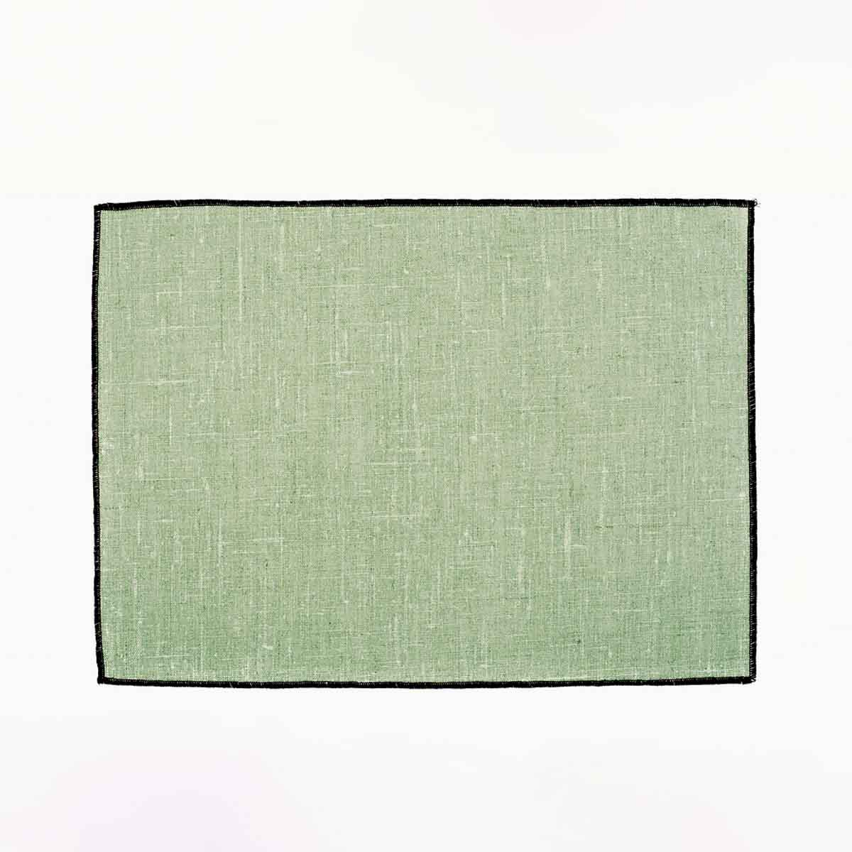 Set de table Borgo Haomy en lin enduit, finition piqué noir, coloris Amande – élégant et facile d’entretien