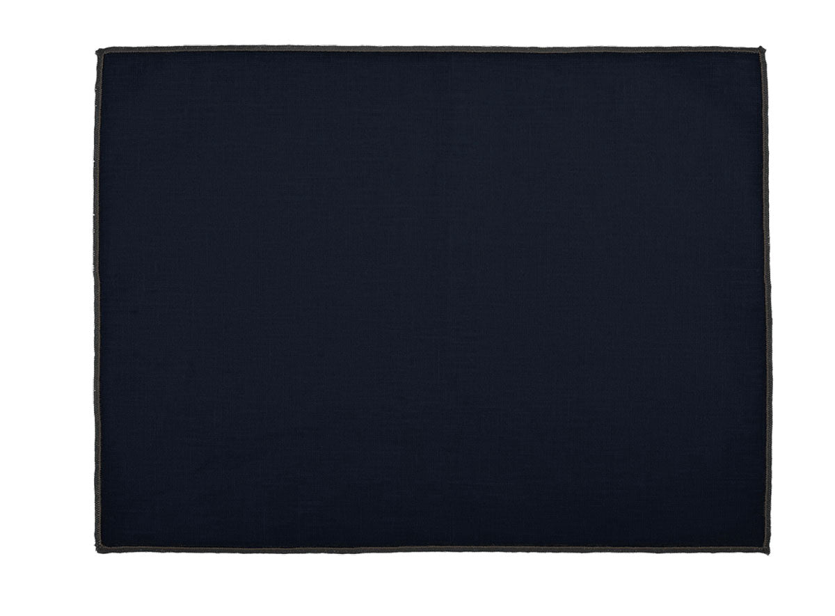 Set de table Borgo Haomy en lin enduit, finition piqué noir, coloris Encre – élégant et facile d’entretien