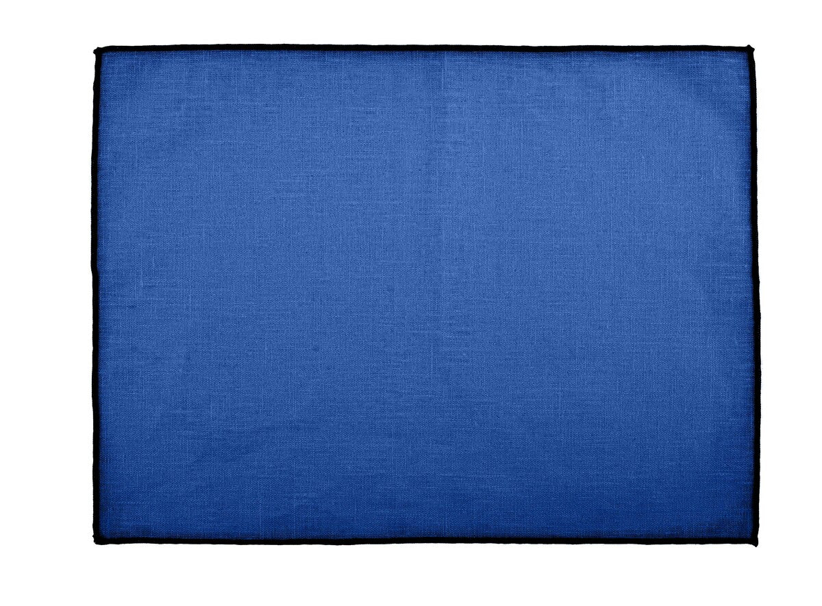 Set de table Borgo Haomy en lin enduit, finition piqué noir, coloris Gitane – élégant et facile d’entretien