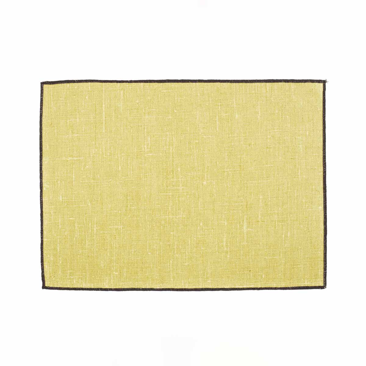 Set de table Borgo Haomy en lin enduit, finition piqué noir, coloris Paille – élégant et facile d’entretien