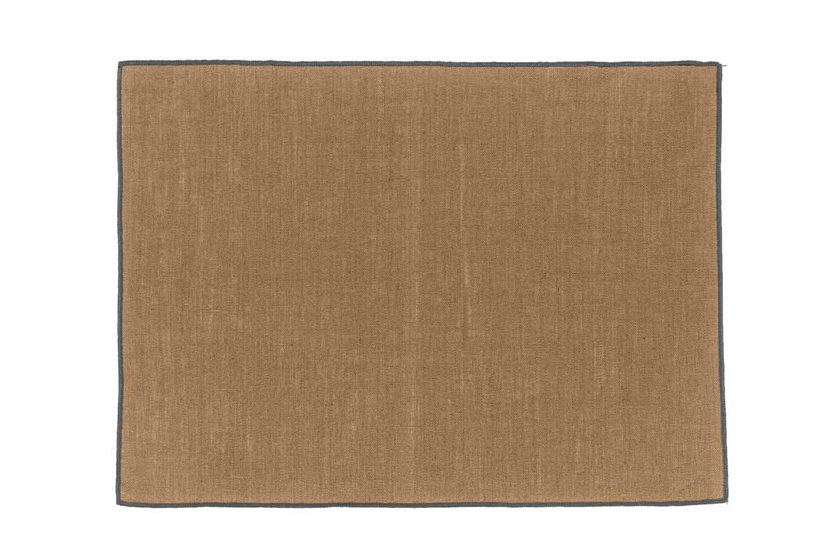 Set de table Borgo Haomy en lin enduit, finition piqué noir, coloris Tabac– élégant et facile d’entretien