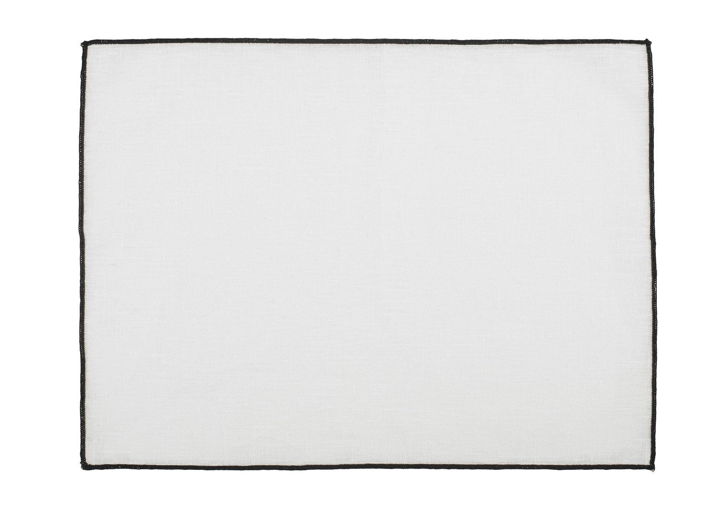 Set de table Borgo Haomy en lin enduit, finition piqué noir, coloris Blanc – élégant et facile d’entretien