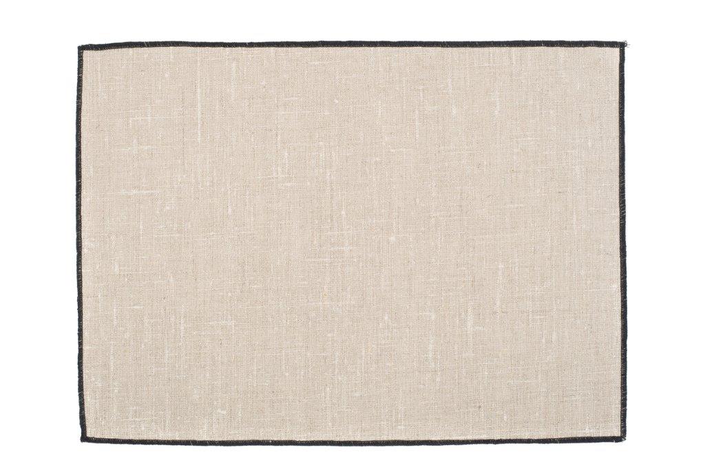 Set de table Borgo Haomy en lin enduit, finition piqué noir, coloris Naturel – élégant et facile d’entretien