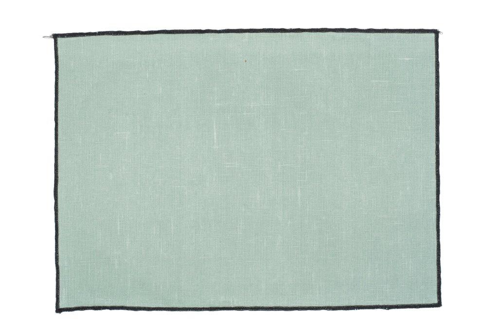 Set de table Borgo Haomy en lin enduit, finition piqué noir, coloris Céladon – élégant et facile d’entretien