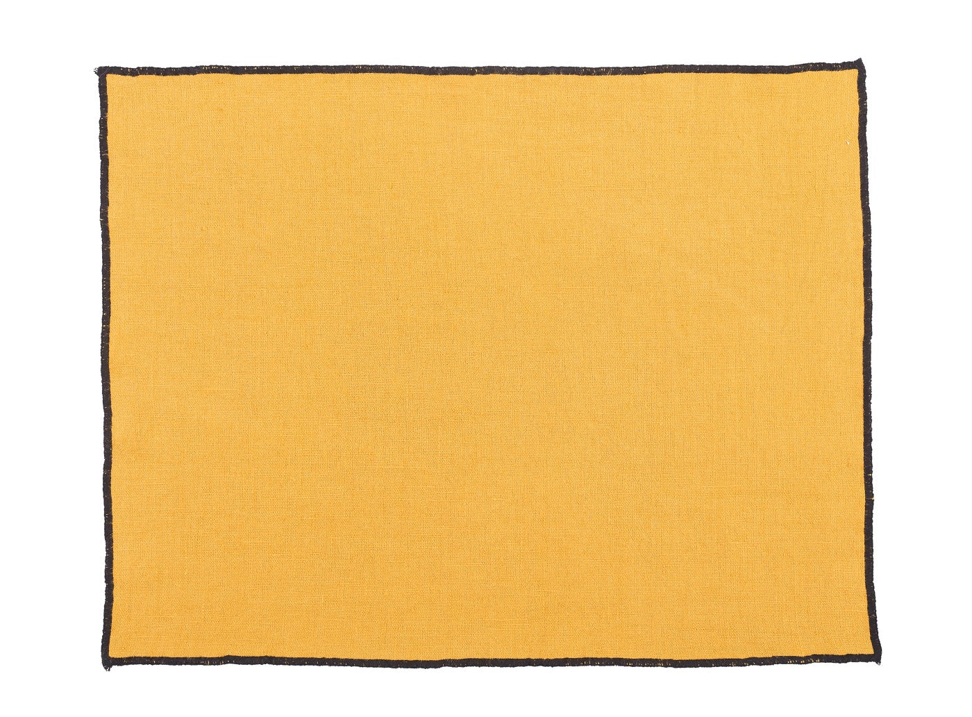 Set de table Borgo Haomy en lin enduit, finition piqué noir, coloris Safran – élégant et facile d’entretien