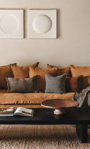 Housse de coussin géante Piana Haomy en lin lavé à carreaux vichy - 3 coloris subtils