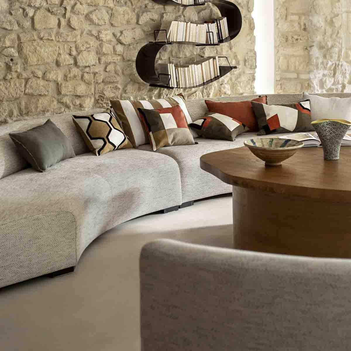 Housse de coussin Palma Haomy en lin lavé à grands carreaux - 4 teintes ensoleillées