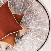 Housses de coussin en lin lavé Chennai Haomy - liseré naturel, 13 coloris