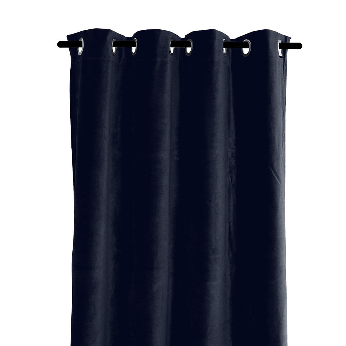 Rideau en velours Delhi Haomy avec œillets, coloris encre, 135x300 cm – tombé élégant et texture douce
