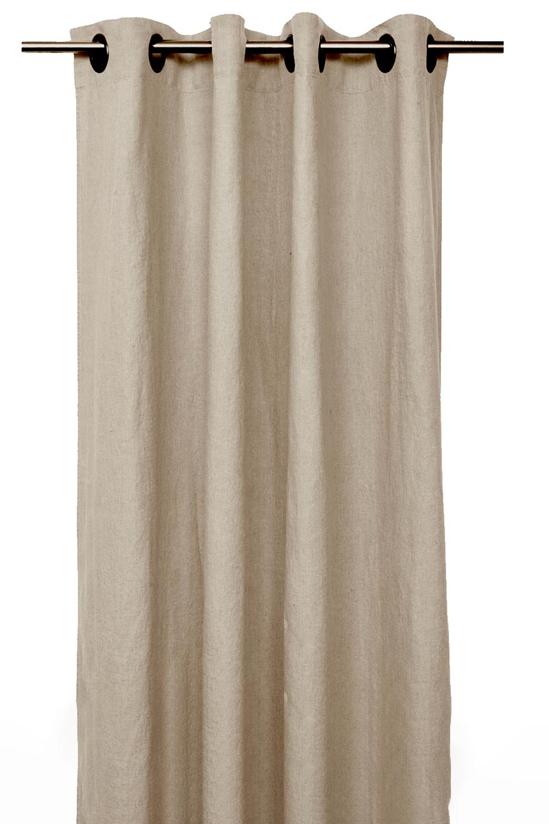 Rideau en lin et coton Figari Haomy 140x350 cm, coloris naturel, finition œillets – élégance naturelle et lumière douce
