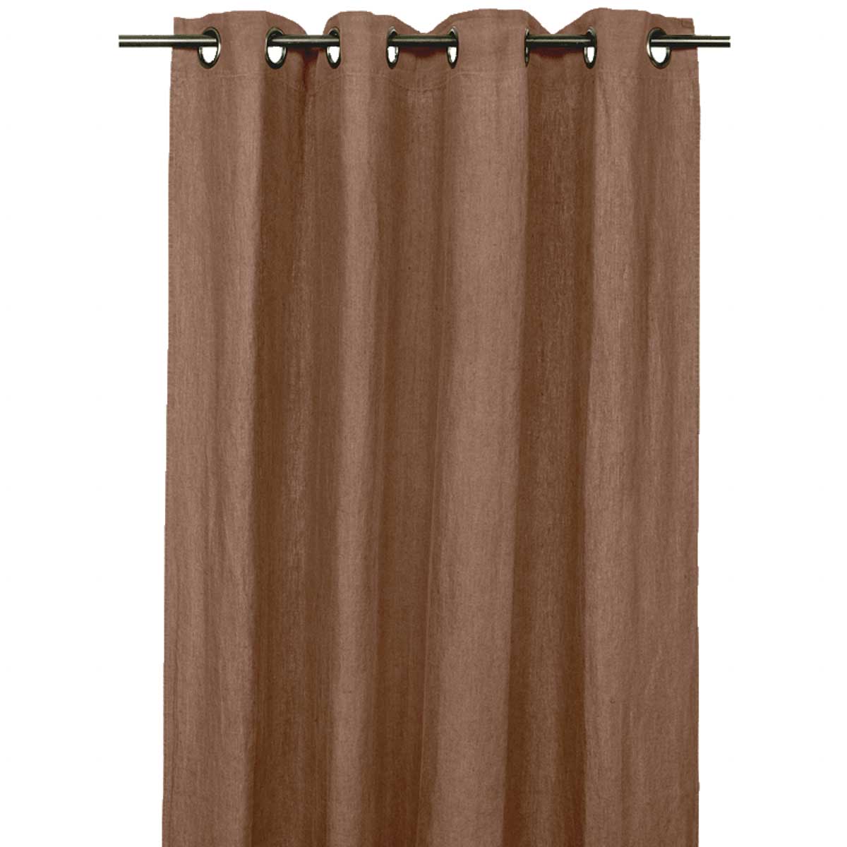 Rideau en lin et coton Figari Haomy 140x280 cm, coloris mocaccino, finition œillets – élégance naturelle et lumière douce