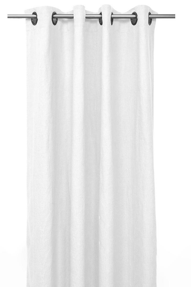 Rideau en lin et coton Figari Haomy 140x350 cm, coloris blanc, finition œillets – élégance naturelle et lumière douce