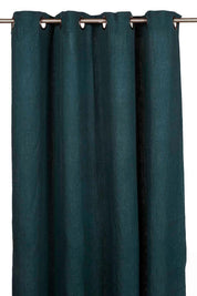 Rideau en lin et coton Figari Haomy 140x280 cm, coloris bleu de prusse, finition œillets – élégance naturelle et lumière douce