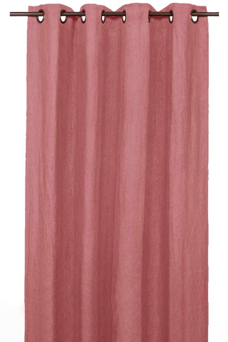 Rideau en lin et coton Figari Haomy 140x280 cm, coloris bois de rose, finition œillets – élégance naturelle et lumière douce