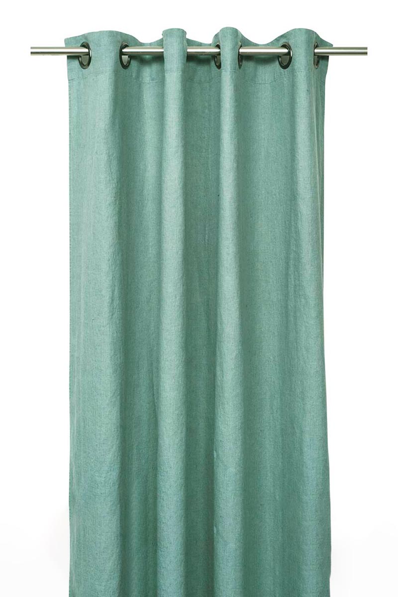 Rideau en lin et coton Figari Haomy 140x280 cm, coloris céladon, finition œillets – élégance naturelle et lumière douce