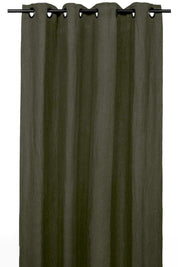 Rideau en lin et coton Figari Haomy 140x280 cm, coloris kaki, finition œillets – élégance naturelle et lumière douce