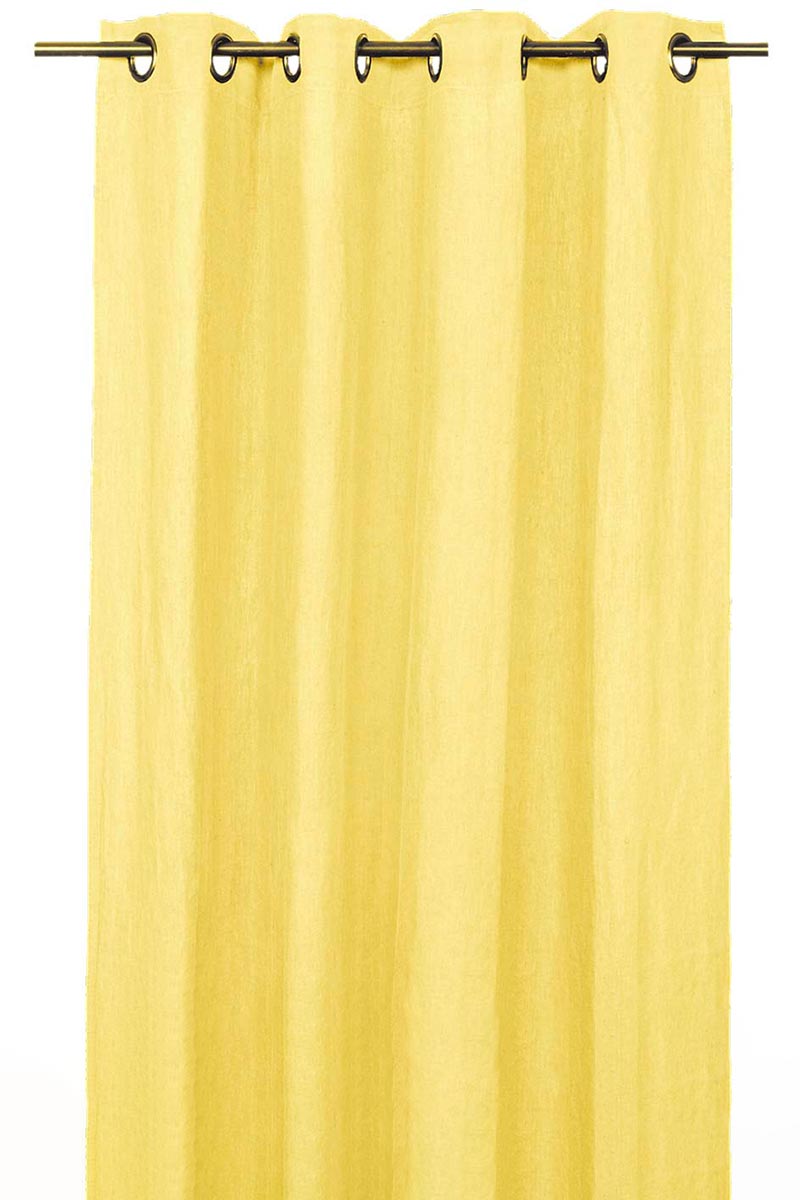 Rideau en lin et coton Figari Haomy 140x280 cm, coloris paille, finition œillets – élégance naturelle et lumière douce