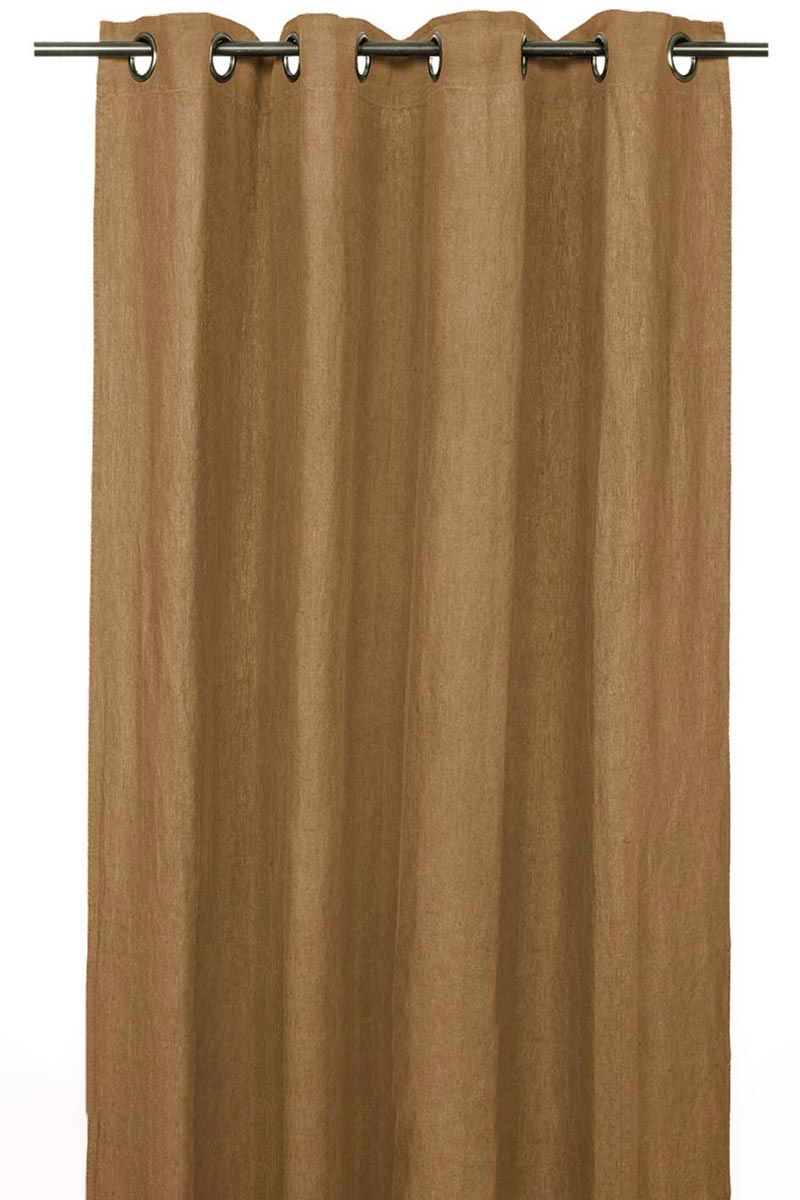 Rideau en lin et coton Figari Haomy 140x280 cm, coloris tabac, finition œillets – élégance naturelle et lumière douce