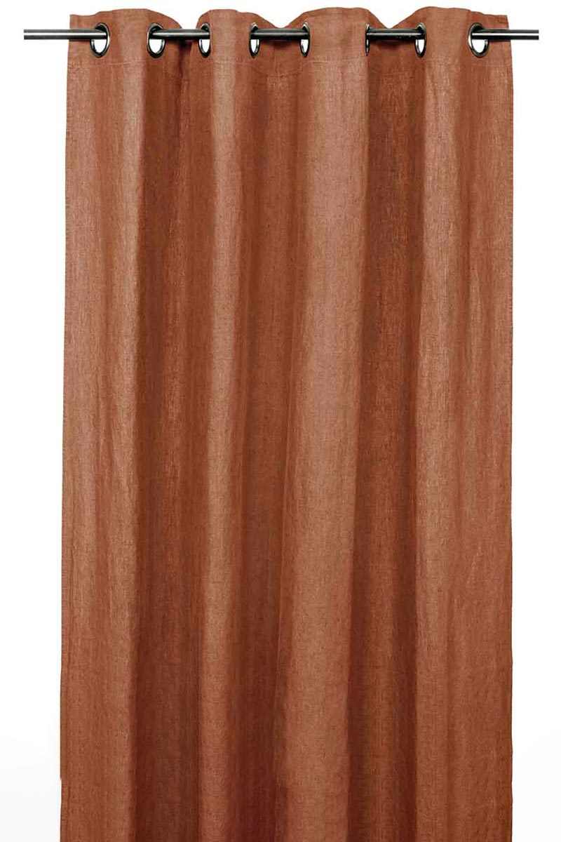 Rideau en lin et coton Figari Haomy 140x280 cm, coloris terre brulée, finition œillets – élégance naturelle et lumière douce