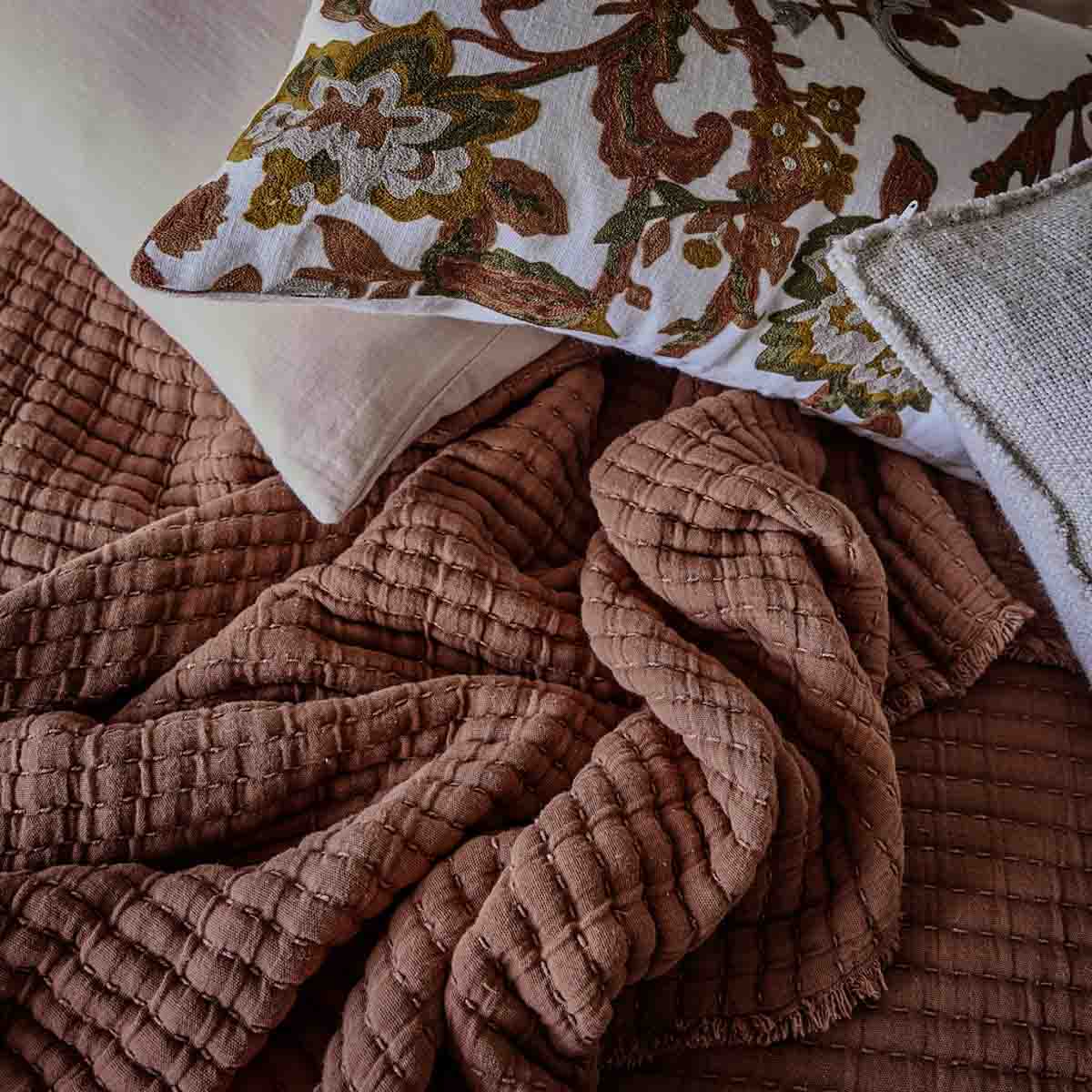 Couvre-lit Tivoli Haomy en coton – 6 teintes naturelles