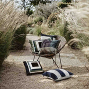 Housse de coussin Perth Haomy en lin lavé et velours – motif rayé, 4 coloris