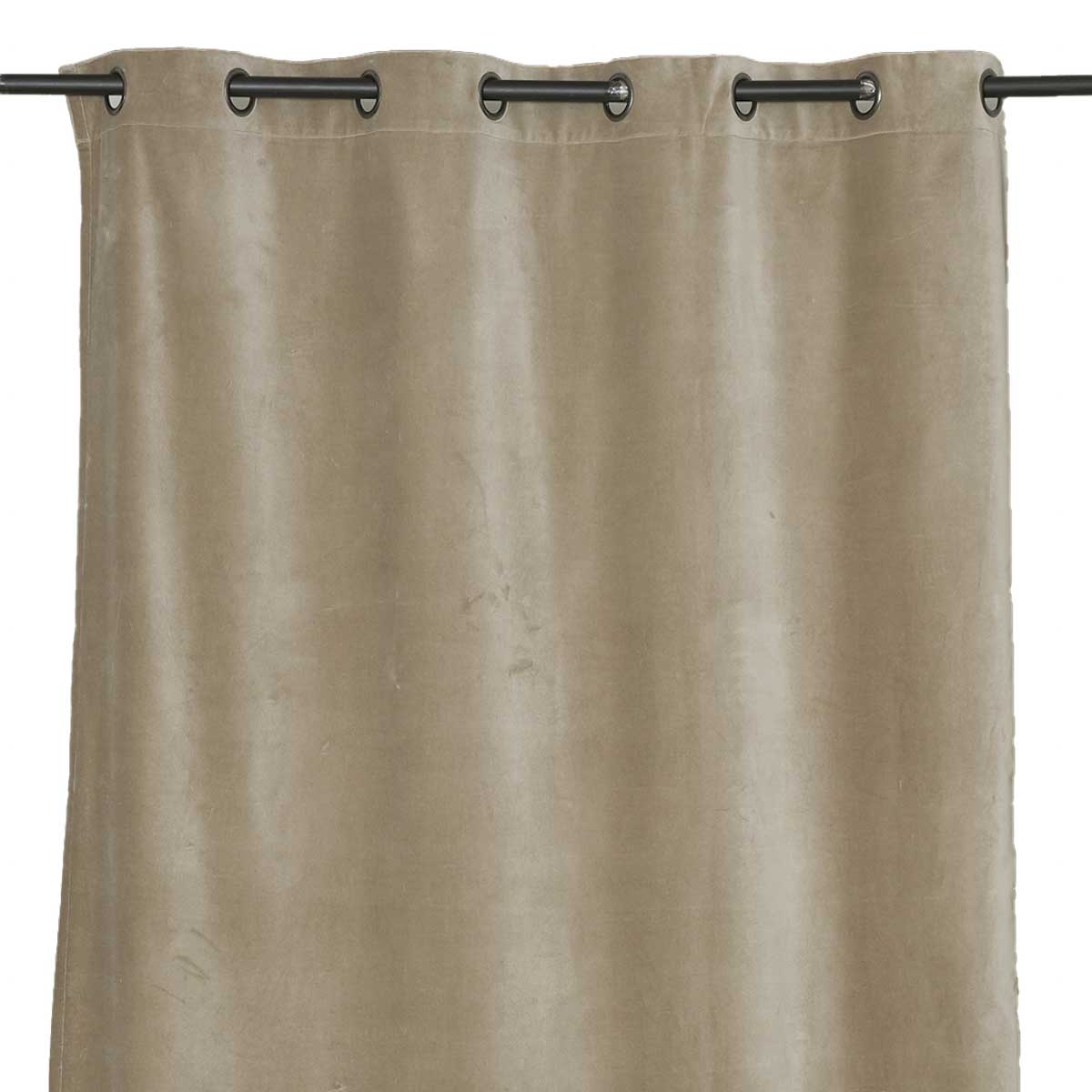 Rideau en velours Delhi Haomy avec œillets, coloris lin, 135x300 cm – tombé élégant et texture douce