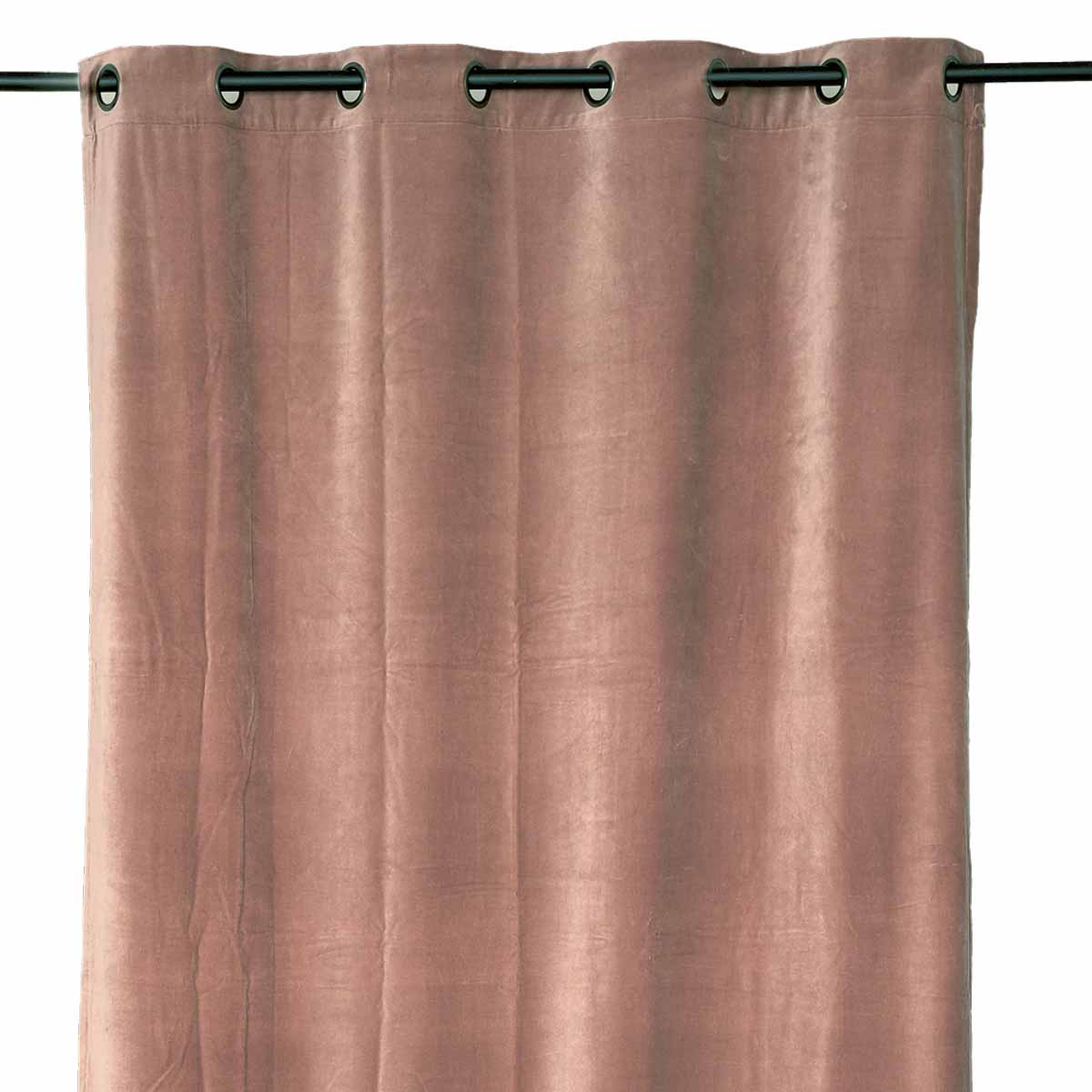 Rideau en velours Delhi Haomy avec œillets, coloris mocaccino, 135x300 cm – tombé élégant et texture douce