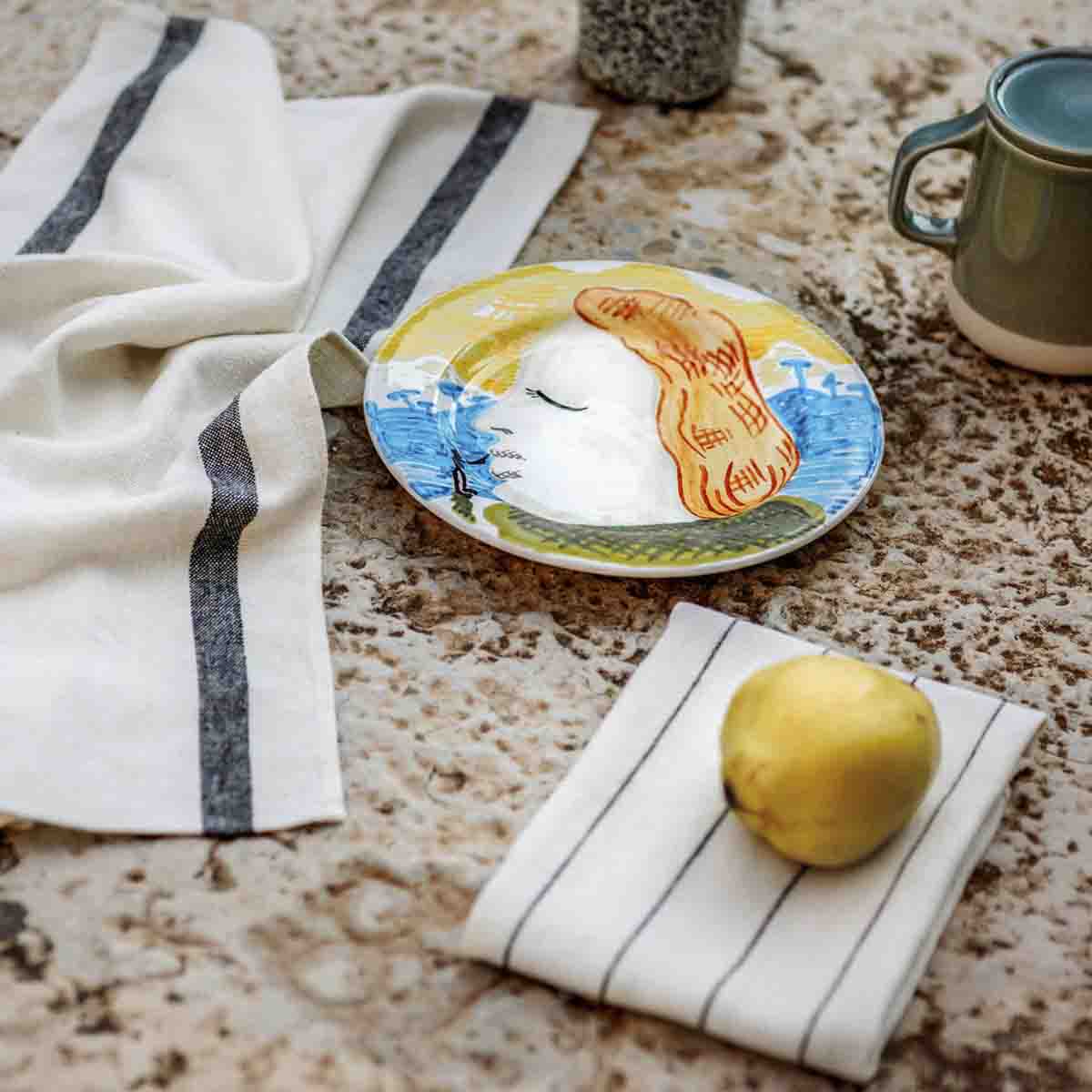 Torchon Calvi II Haomy – en lin lavé et coton, 2 coloris intemporels