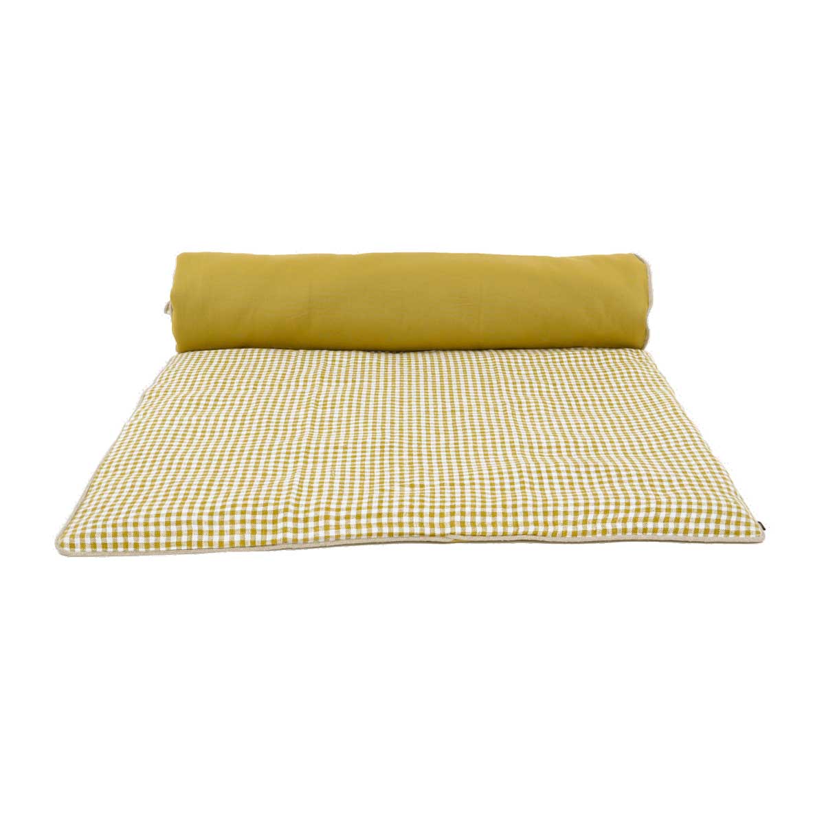 edredon-bout de lit en lin carreaux piana 85x200 cm jaune citrus-harmony haomy