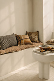 Housse de coussin géante Piana Haomy en lin lavé à carreaux vichy - 3 coloris subtils