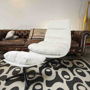 Fauteuil pivotant et repose pieds en tissu Durden - 7 couleurs - Home Beddings & Curtains