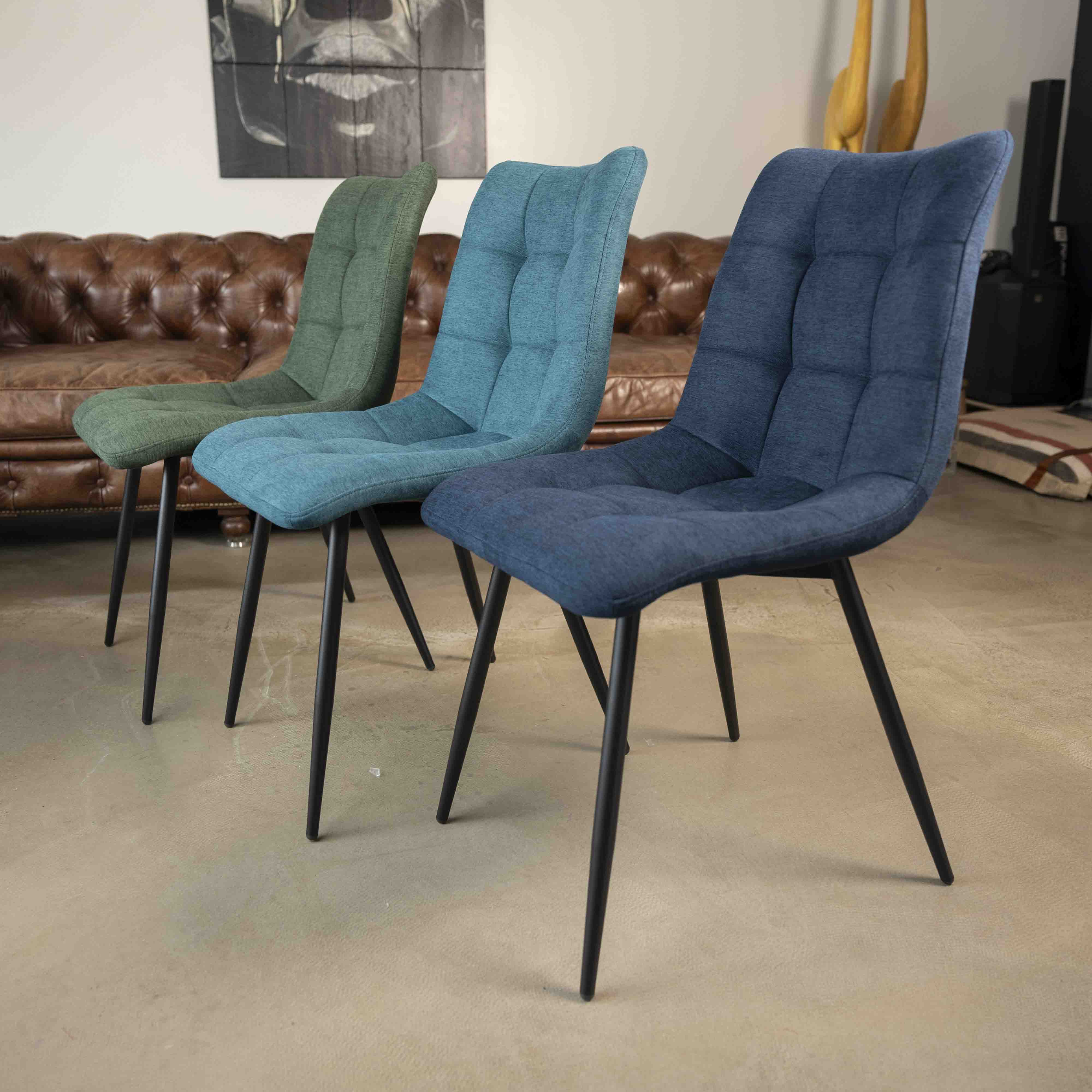 Chaise de salle à manger tissu matelassé Harvey - 10 couleurs - Home Beddings & Curtains