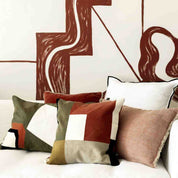 Housse de coussin Nagoya Haomy en coton brodé - 2 coloris graphiques