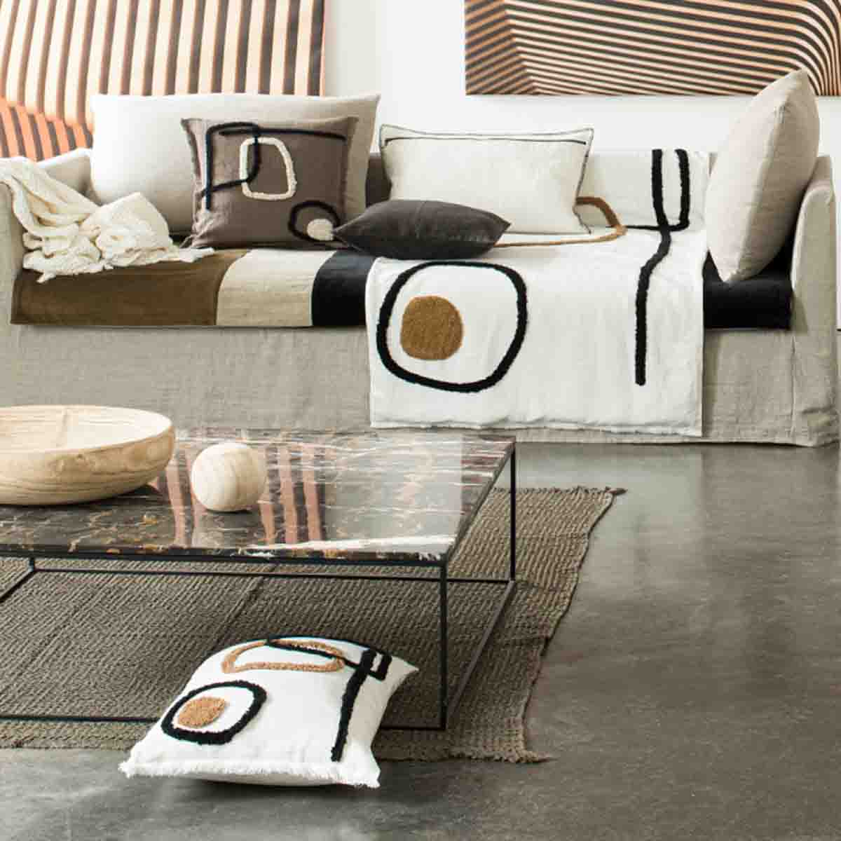 Rectangular linen cushion cover Tikri 40x60 cm - Harmony Haomy