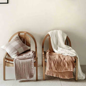 Plaid Vanly Haomy en coton lavé à franges - 13 couleurs harmonieuses