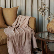 Plaid Vanly Haomy en coton lavé à franges - 13 couleurs harmonieuses