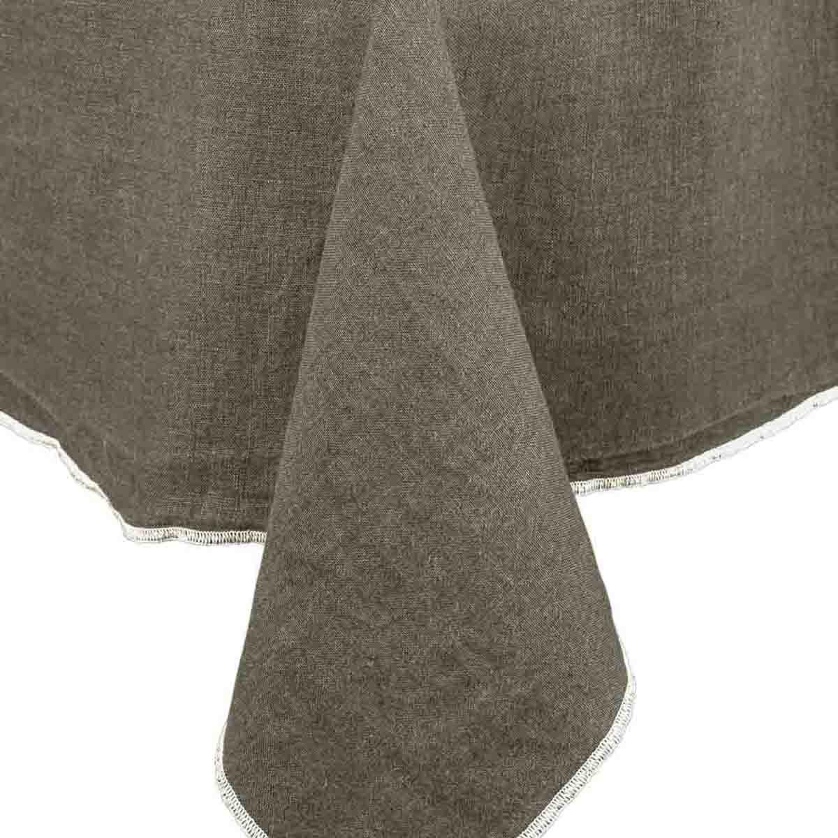 nappe en lin lavé carrée venise 160x160 cm kaki-harmony haomy