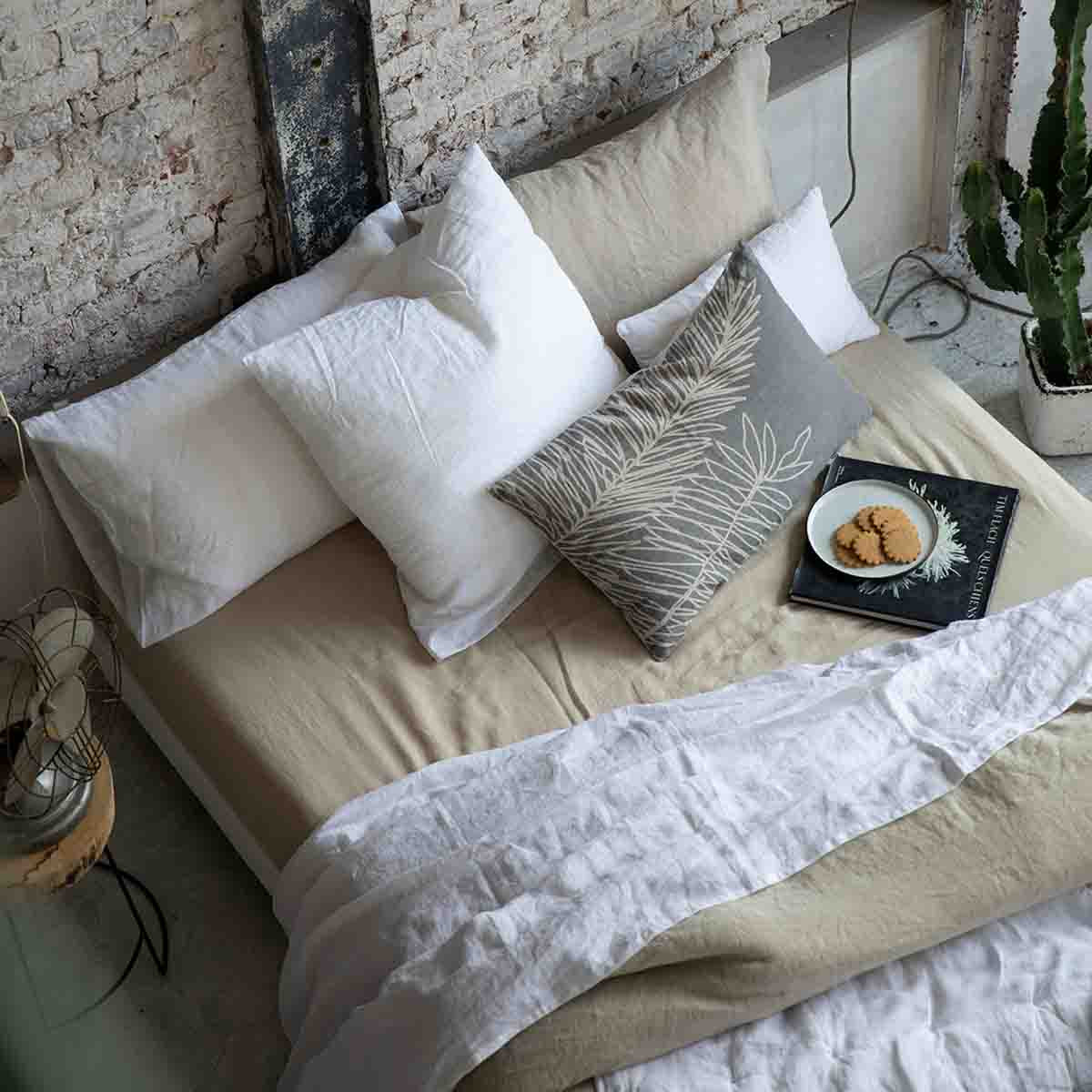 Drap housse Zeff Vivaraise en lin lavé  - 2 couleurs sobres