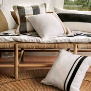 Housse de coussin en lin lavé Malaga Haomy – Finition bandes brodée