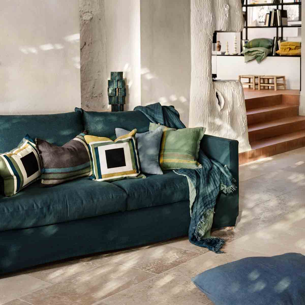 Plaid Baya Haomy en lin et coton, jeté de lit avec 7 couleurs élégantes